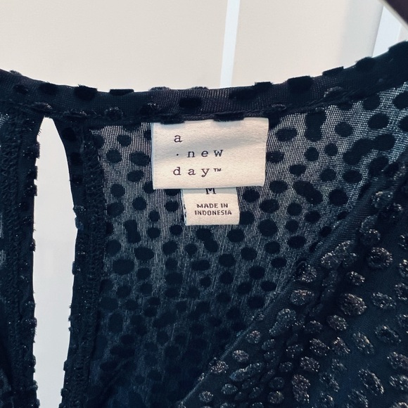 Black Velvet Leopard / Cheetah textured A-Line Dress with Sleeves - Picture 4 of 8